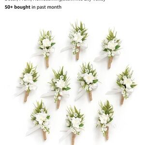 White and Green Boutonniere Set (7)